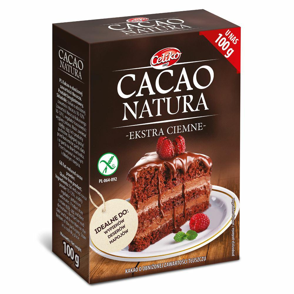 Kakao w proszku o obniżonej zawartości tłuszczu ekstra ciemne bezglutenowe 100 g CELIKO