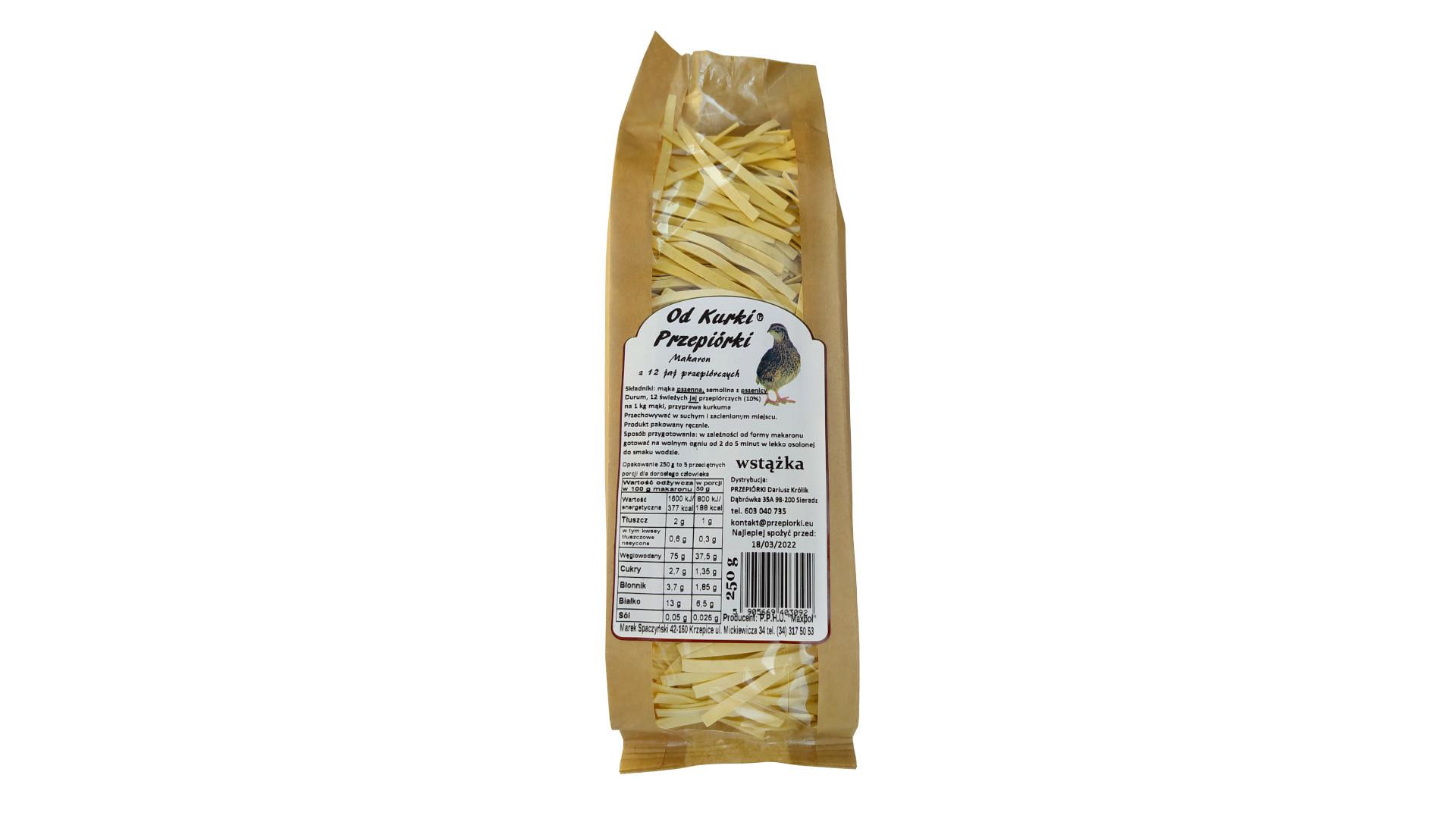 Makaron Od Kurki Przepiórki z 12 jajprzepiórczych wstążka 250 g, PRZEPIÓRKI