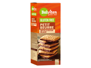 Herbatniki maślane petit beurre z dodatkiem polewy kakaowej bezglutenowe 115 g BALVITEN